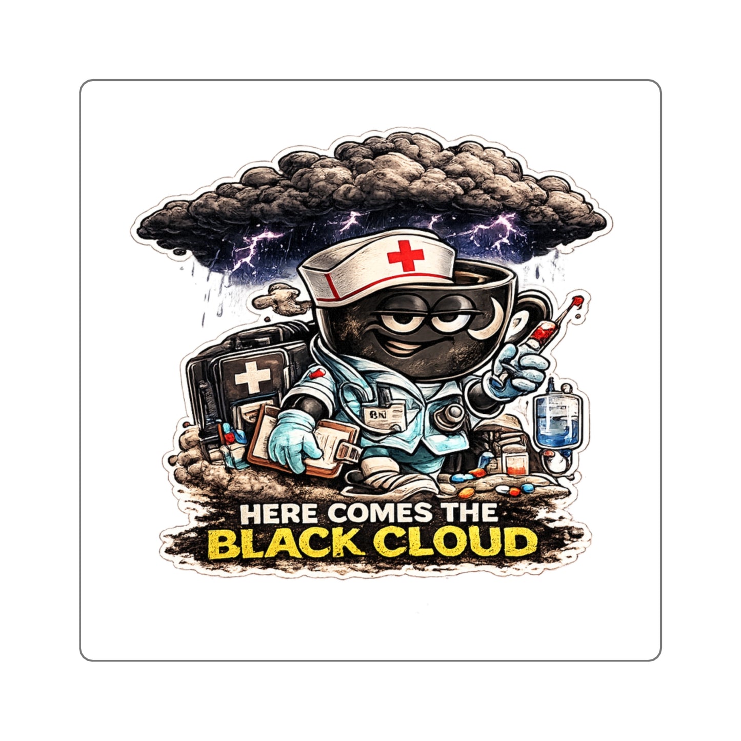 Here Comes The Black Cloud Sticker